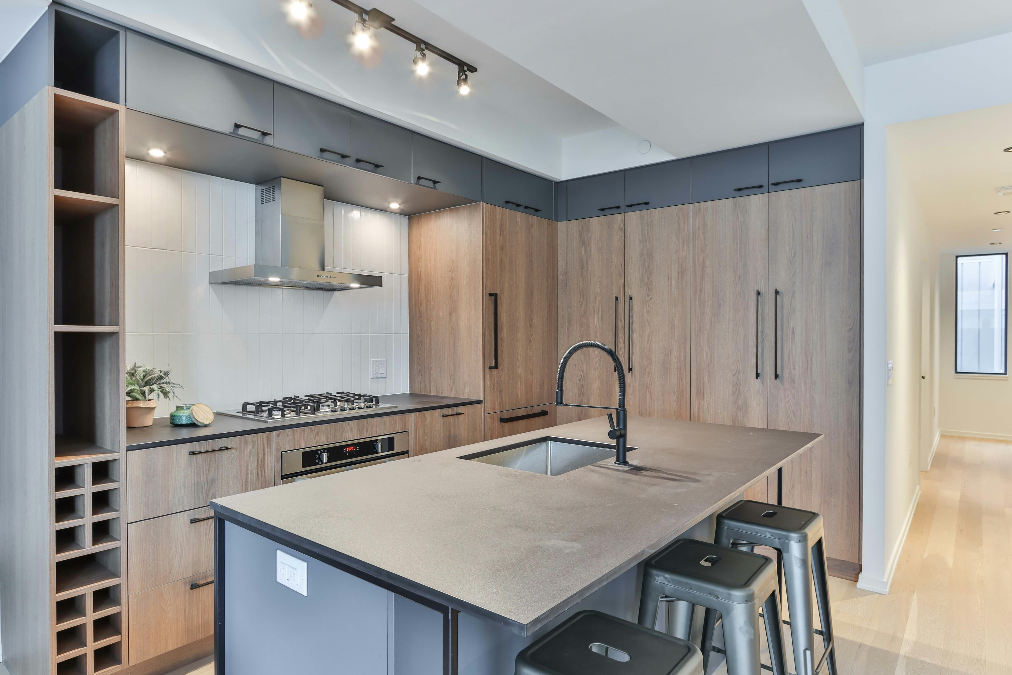 Open kitchen and dining area