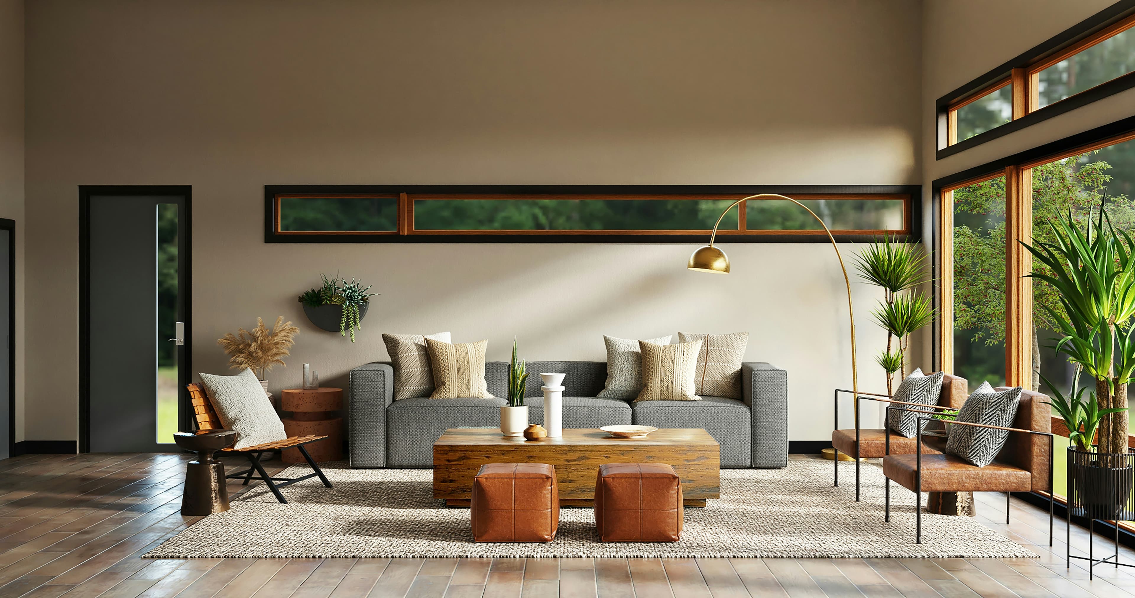 Open-concept living room after whole-home remodel